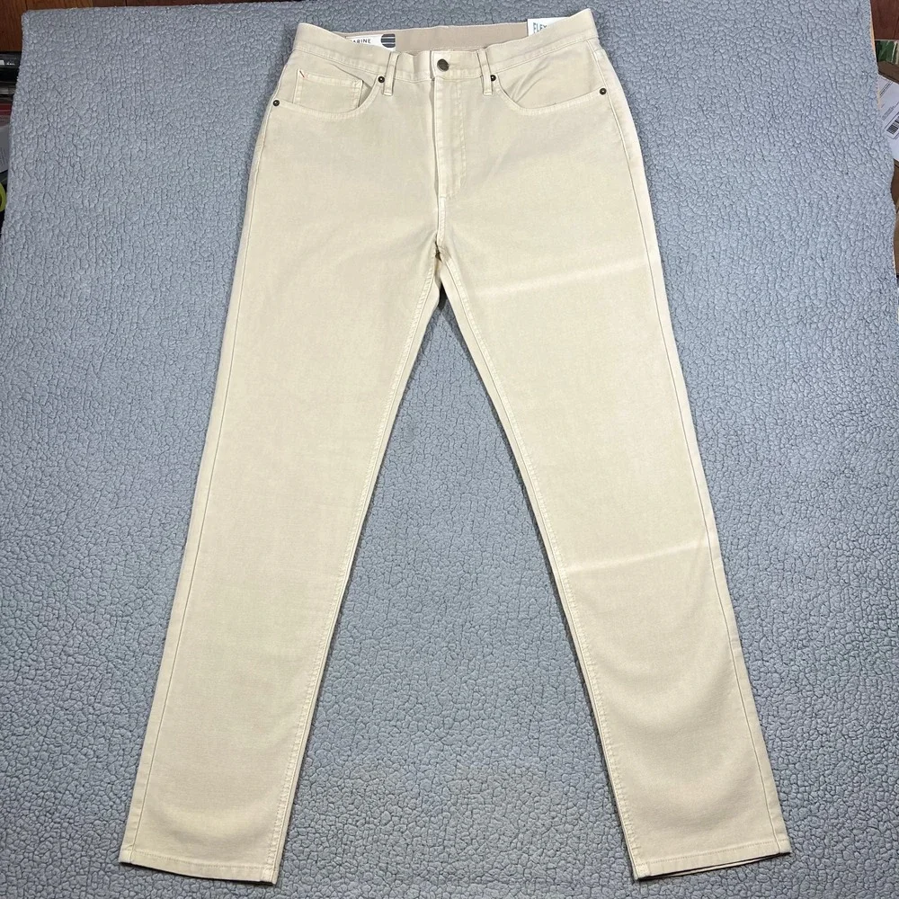Marine Layer Flex Terry Pant Slim Straight Khaki Tan 34x32 NWT MRSP $148